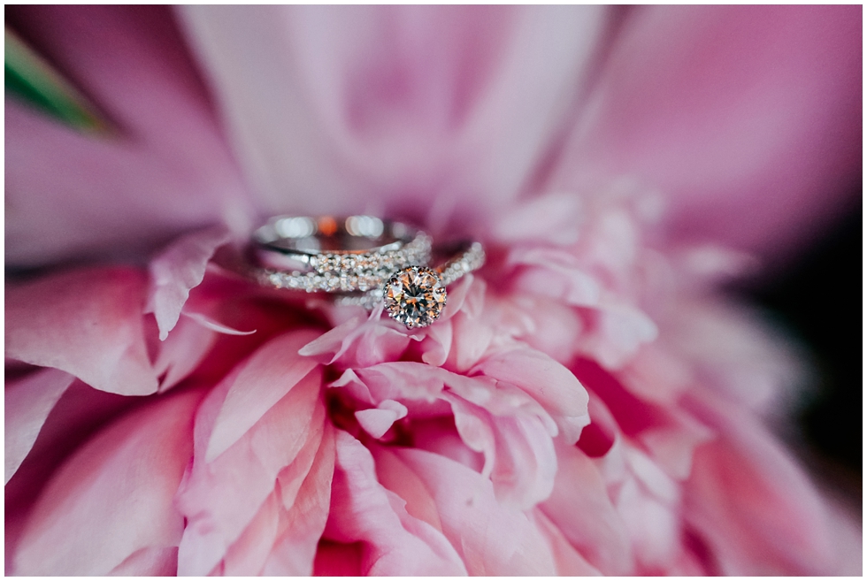 Wedding Ring (Richter and Phillips) on flower (Wedding band, wedding ring, wedding jewelry)